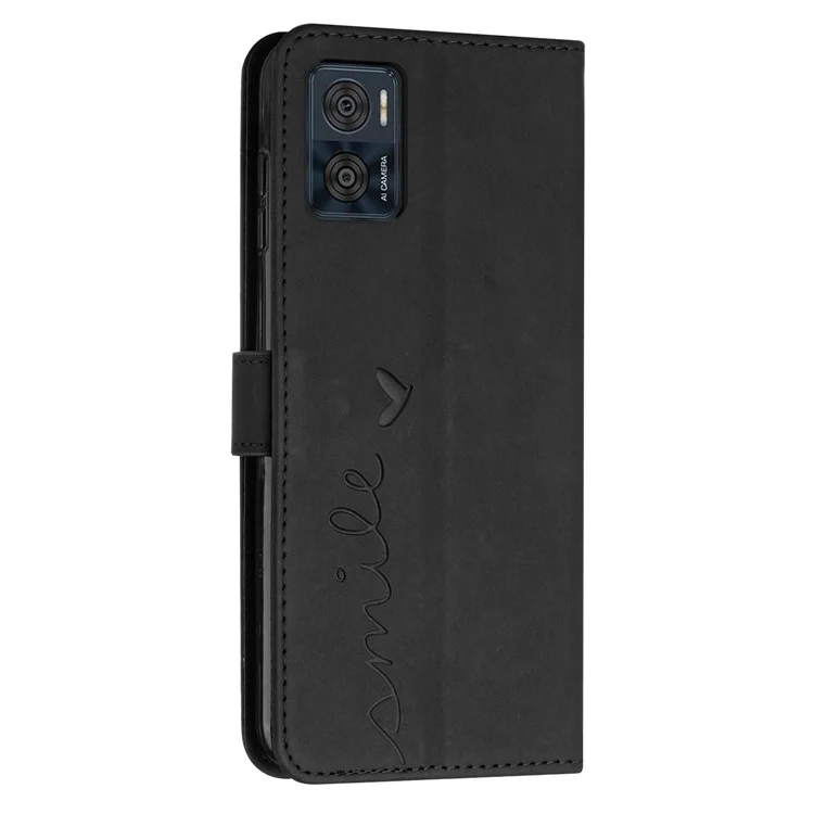 Per Motorola Moto E22 4G / E22i 4G Forma Del Cuore Impressa PU Coperchio Magnotico Coperchio Per Magnito Caso di Pfermazione Sense Parlaschi - Nero
