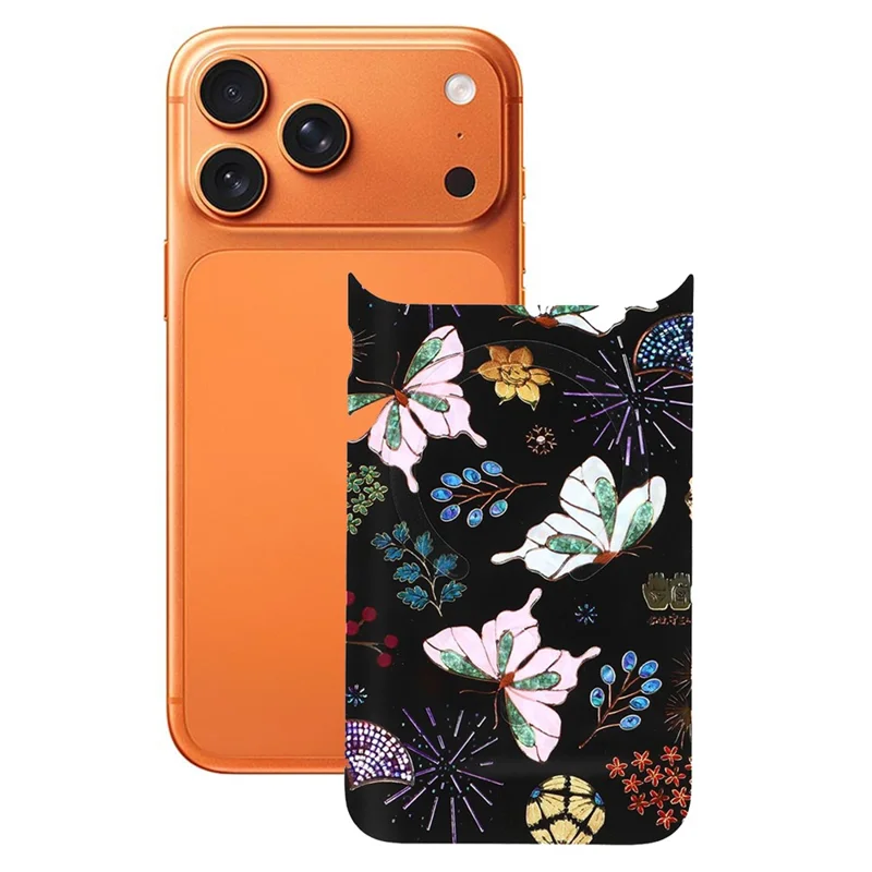 For iPhone 17 Pro Max Magnetic Back Plates Pattern Printed Quick Change Backplate (Backplate Only) - Flower Butterfly