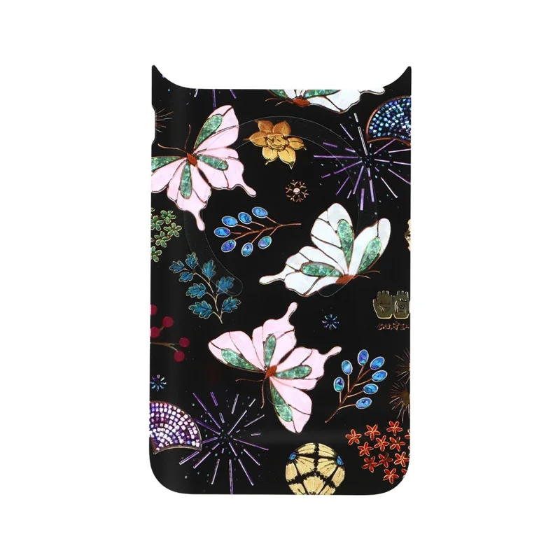 For iPhone 17 Pro Max Magnetic Back Plates Pattern Printed Quick Change Backplate (Backplate Only) - Flower Butterfly