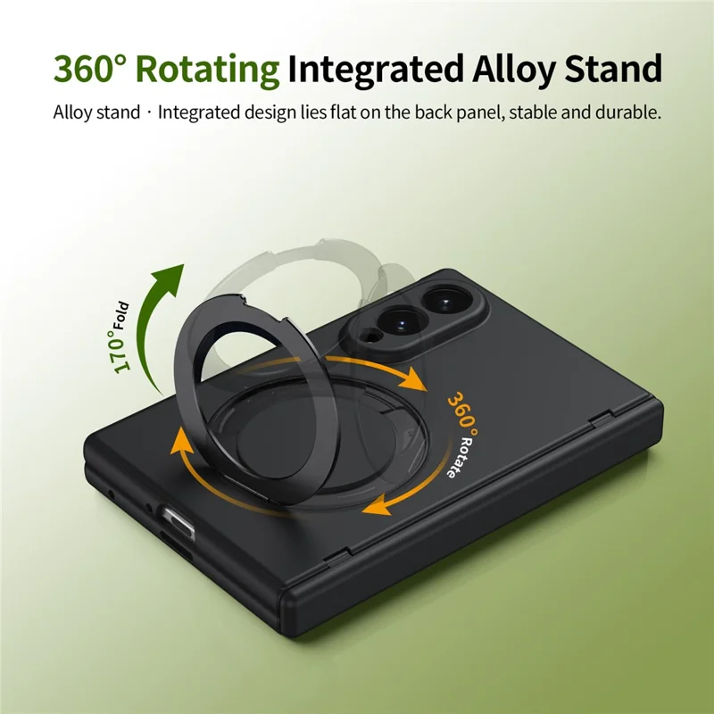 For Samsung Galaxy Z Fold8 Magnetic Case with Kickstand Hard PC Phone Cover with Front Glass Film - Black