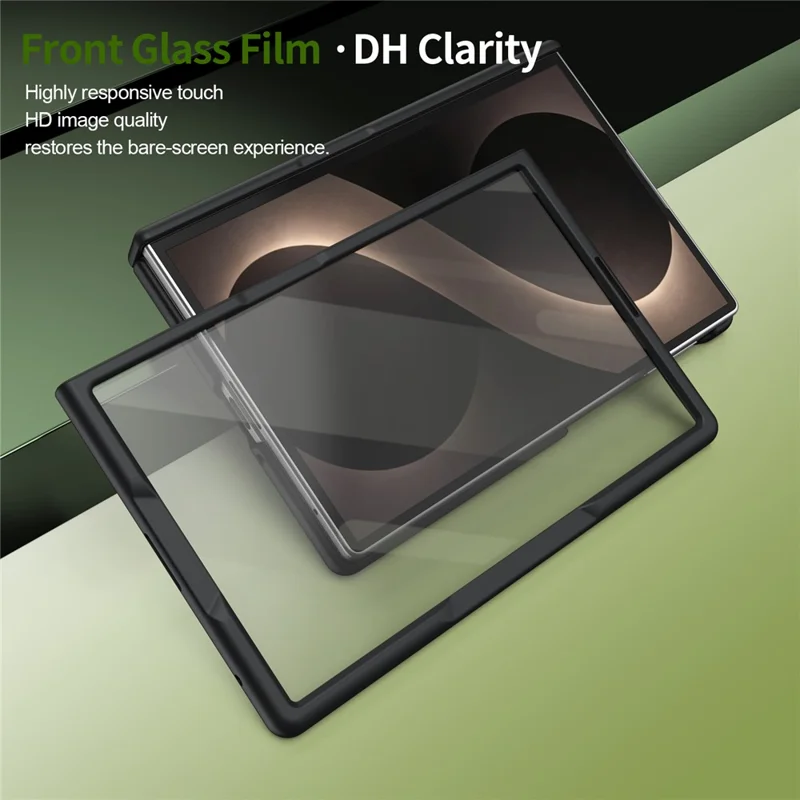 For Samsung Galaxy Z Fold8 Magnetic Case with Kickstand Hard PC Phone Cover with Front Glass Film - Black