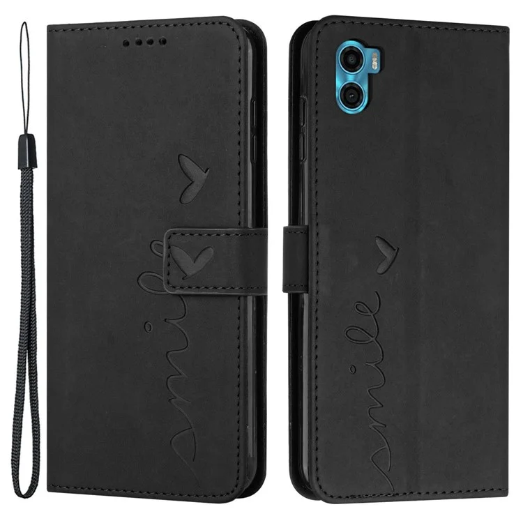 Pour Motorola Moto E22s 4G / E32 (inde) 4G Touch Touch PU Curture PU Courture Couvert - le Noir