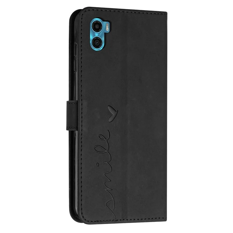 Pour Motorola Moto E22s 4G / E32 (inde) 4G Touch Touch PU Curture PU Courture Couvert - le Noir