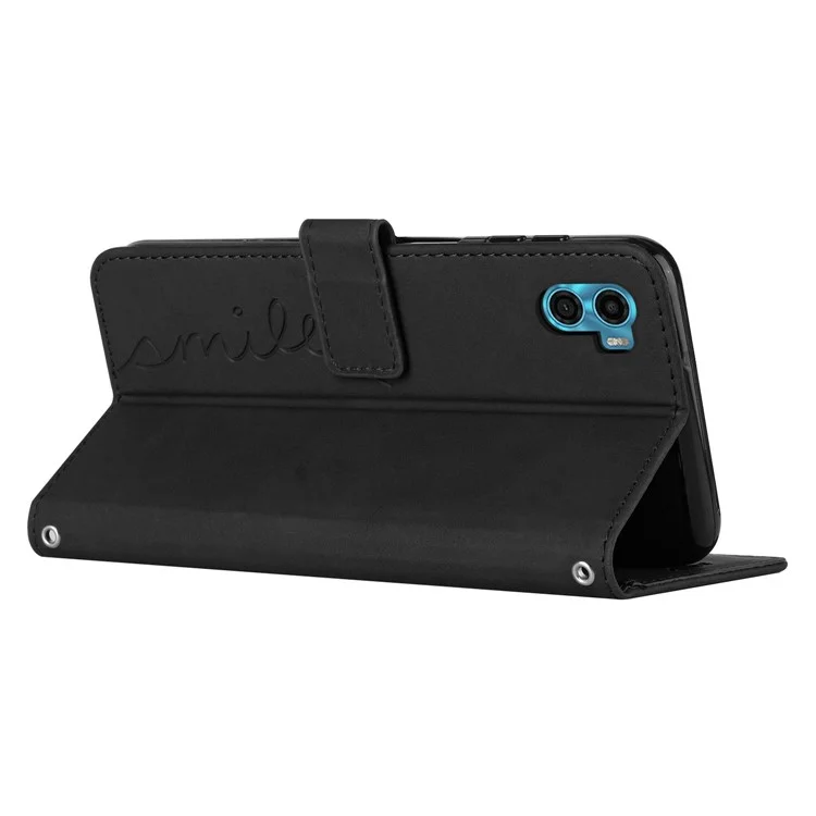Pour Motorola Moto E22s 4G / E32 (inde) 4G Touch Touch PU Curture PU Courture Couvert - le Noir