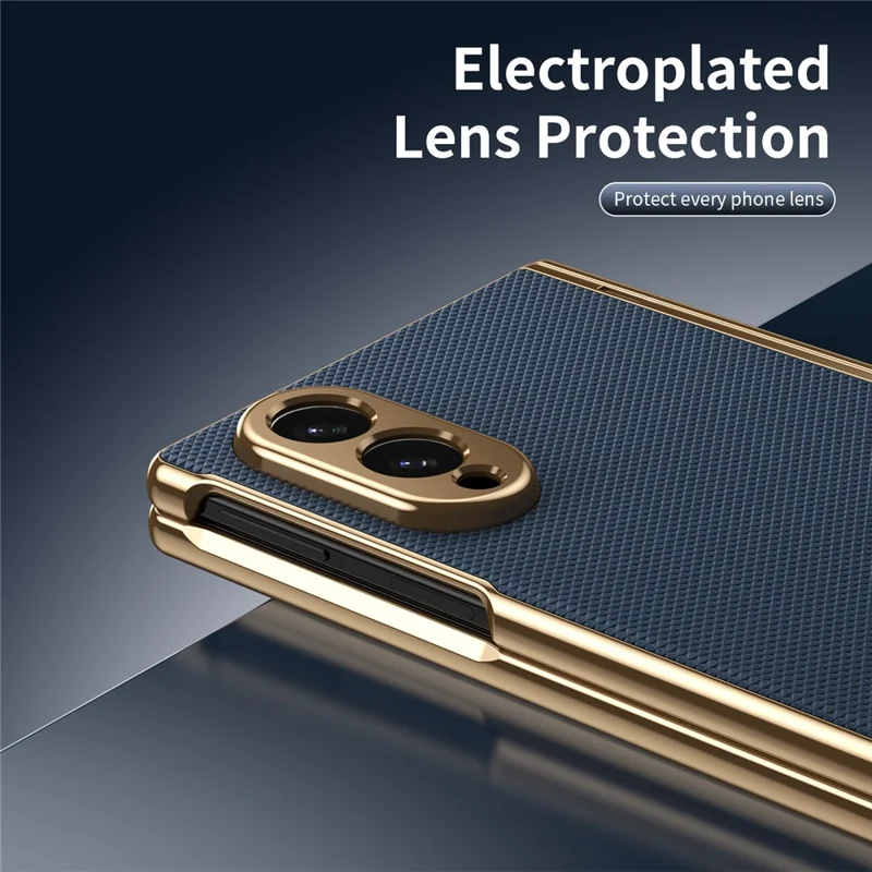 Cover per Samsung Galaxy Z Fold 8 Large, Custodia in PU con Rivestimento in PC e Protezione per Schermo in Vetro Temperato - Blu