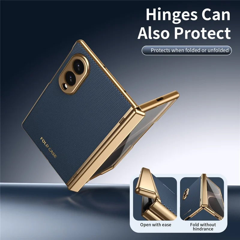 Cover per Samsung Galaxy Z Fold 8 Large, Custodia in PU con Rivestimento in PC e Protezione per Schermo in Vetro Temperato - Blu