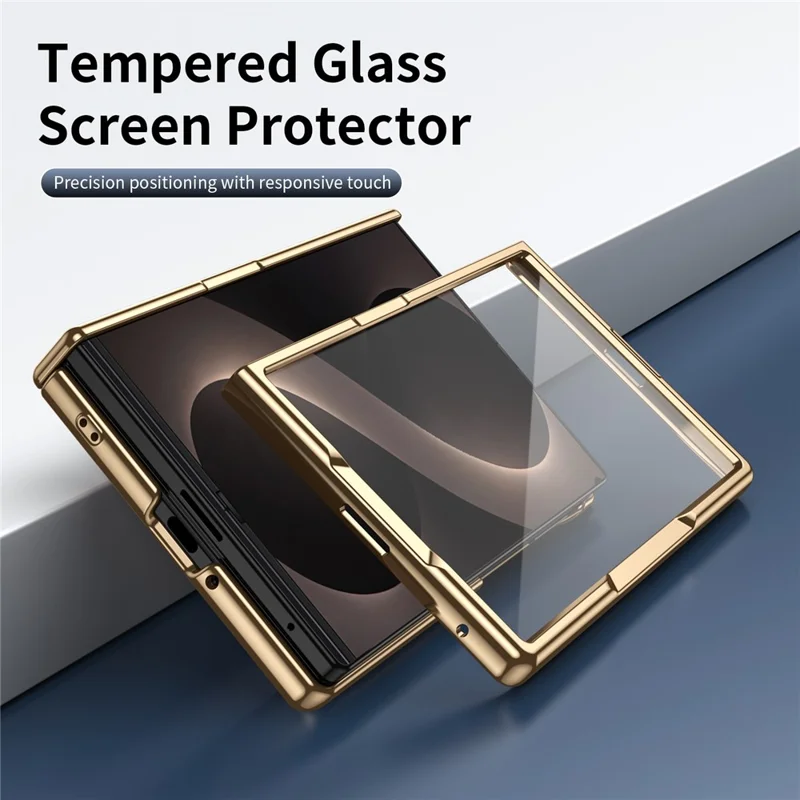 Cover per Samsung Galaxy Z Fold 8 Large, Custodia in PU con Rivestimento in PC e Protezione per Schermo in Vetro Temperato - Blu