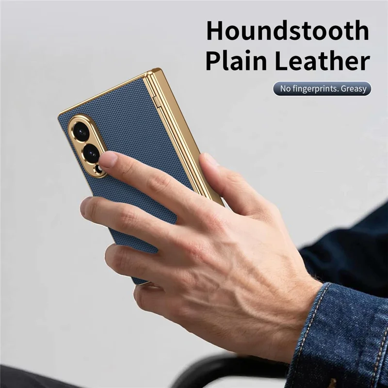 Cover per Samsung Galaxy Z Fold 8 Large, Custodia in PU con Rivestimento in PC e Protezione per Schermo in Vetro Temperato - Blu
