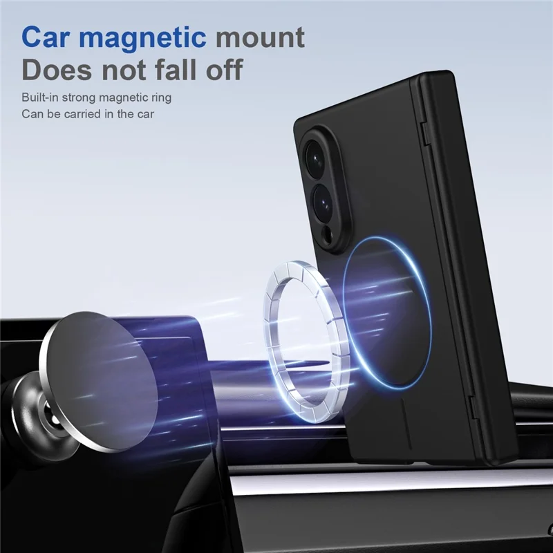 Cover magnetico per Samsung Galaxy Z Fold 8 Wide con protezione cerniera, cover in PC con protezione schermo in vetro temperato - Nero