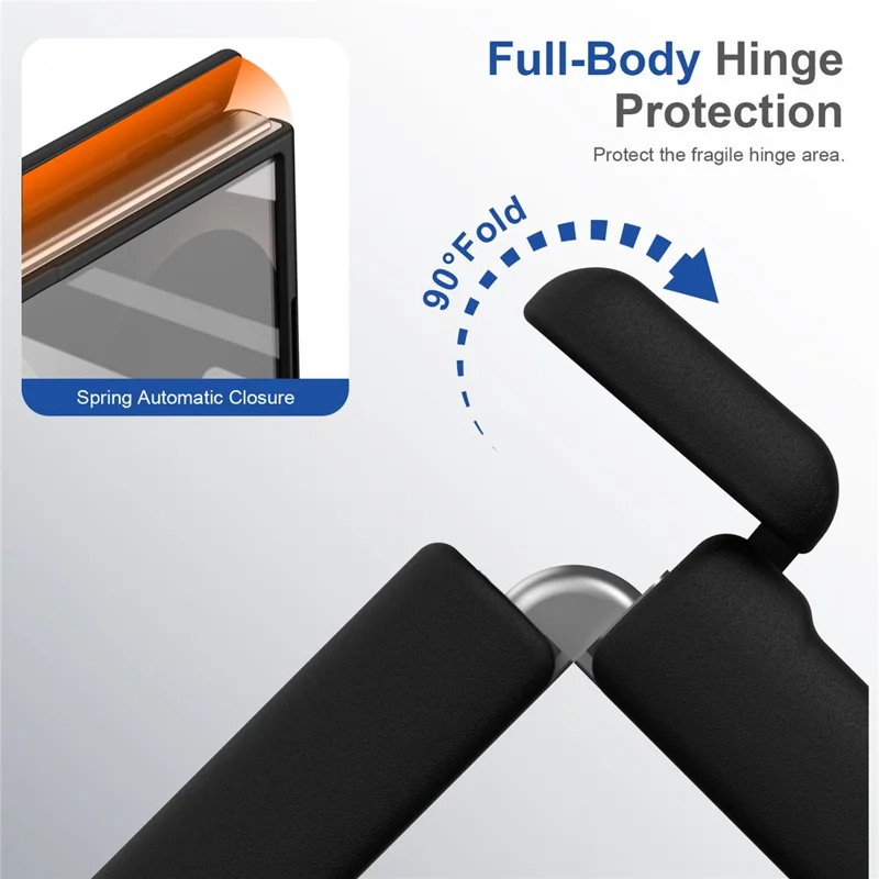 Cover magnetico per Samsung Galaxy Z Fold 8 Wide con protezione cerniera, cover in PC con protezione schermo in vetro temperato - Nero