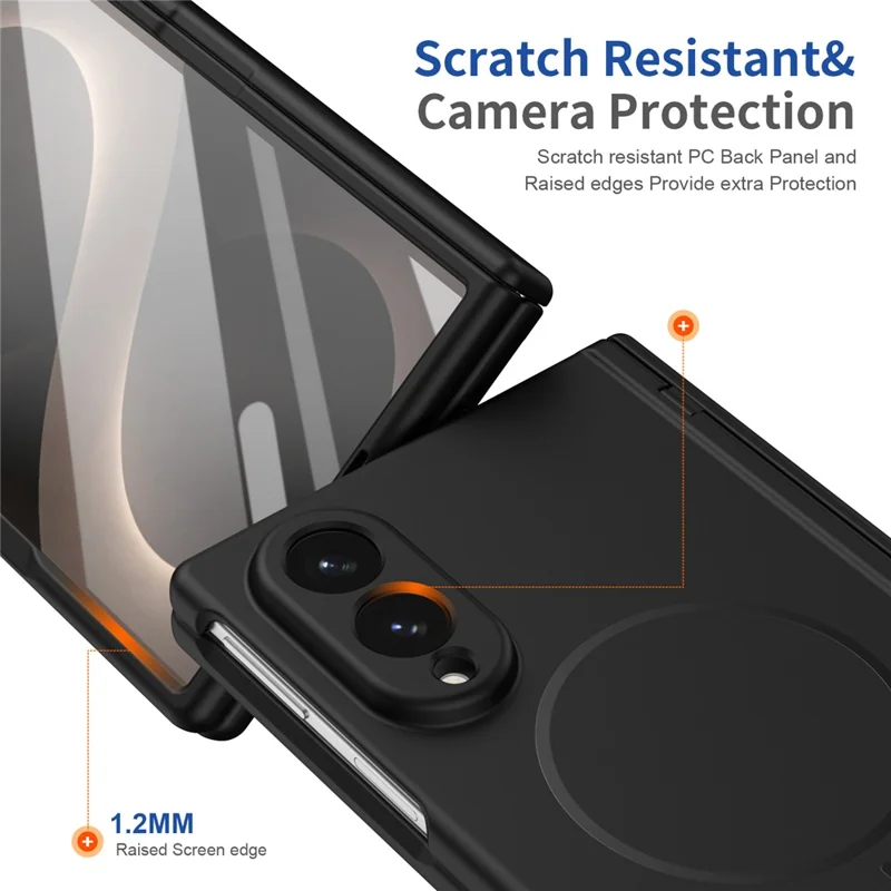 Cover magnetico per Samsung Galaxy Z Fold 8 Wide con protezione cerniera, cover in PC con protezione schermo in vetro temperato - Nero