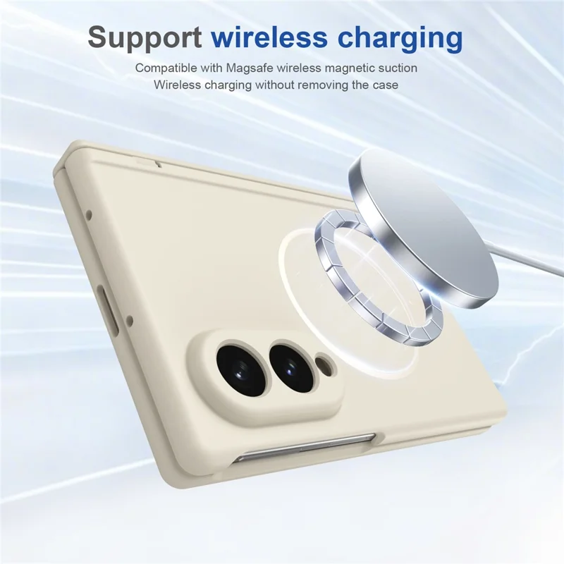 For Samsung Galaxy Z Fold 8 Wide Magnetic Case Hinge Protection PC Phone Cover with Tempered Glass Screen Protector - White