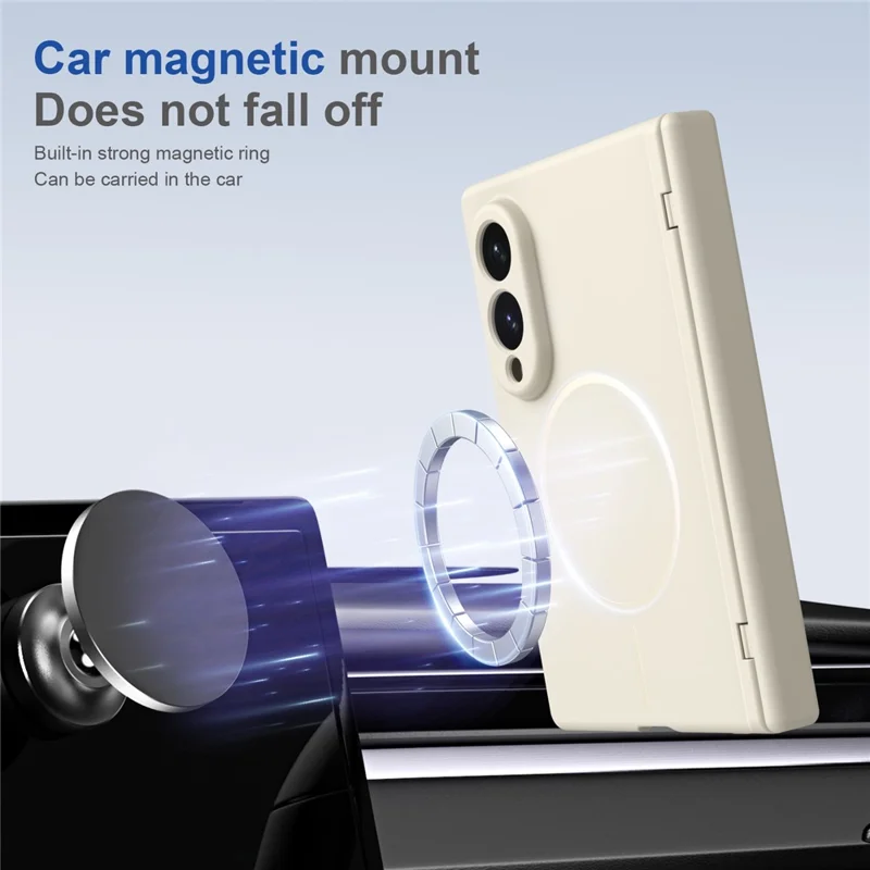 For Samsung Galaxy Z Fold 8 Wide Magnetic Case Hinge Protection PC Phone Cover with Tempered Glass Screen Protector - White