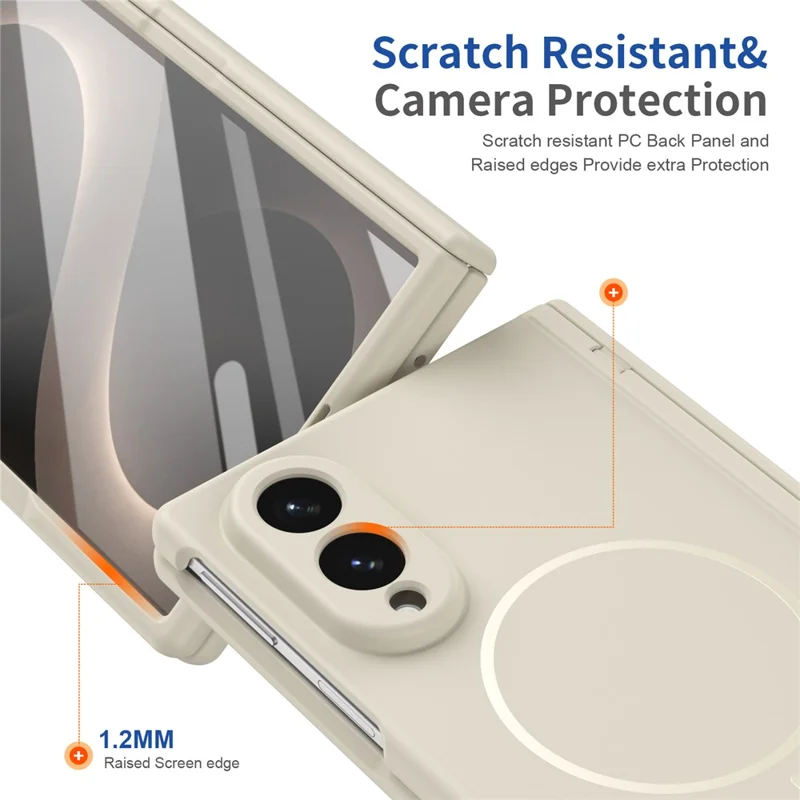 For Samsung Galaxy Z Fold 8 Wide Magnetic Case Hinge Protection PC Phone Cover with Tempered Glass Screen Protector - White
