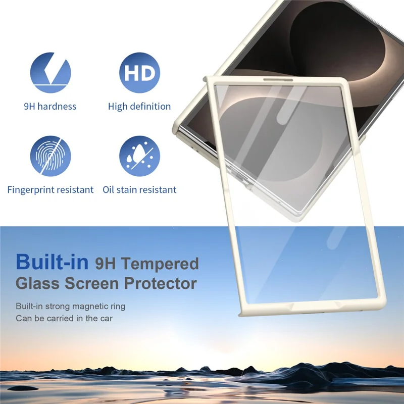 For Samsung Galaxy Z Fold 8 Wide Magnetic Case Hinge Protection PC Phone Cover with Tempered Glass Screen Protector - White