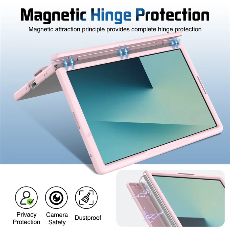 Für Samsung Galaxy Z Fold 8 Breite Tasche Objektiv-Ständer Scharnier-Schutz PC-Handyhülle mit Displayschutzfolie - Rosa