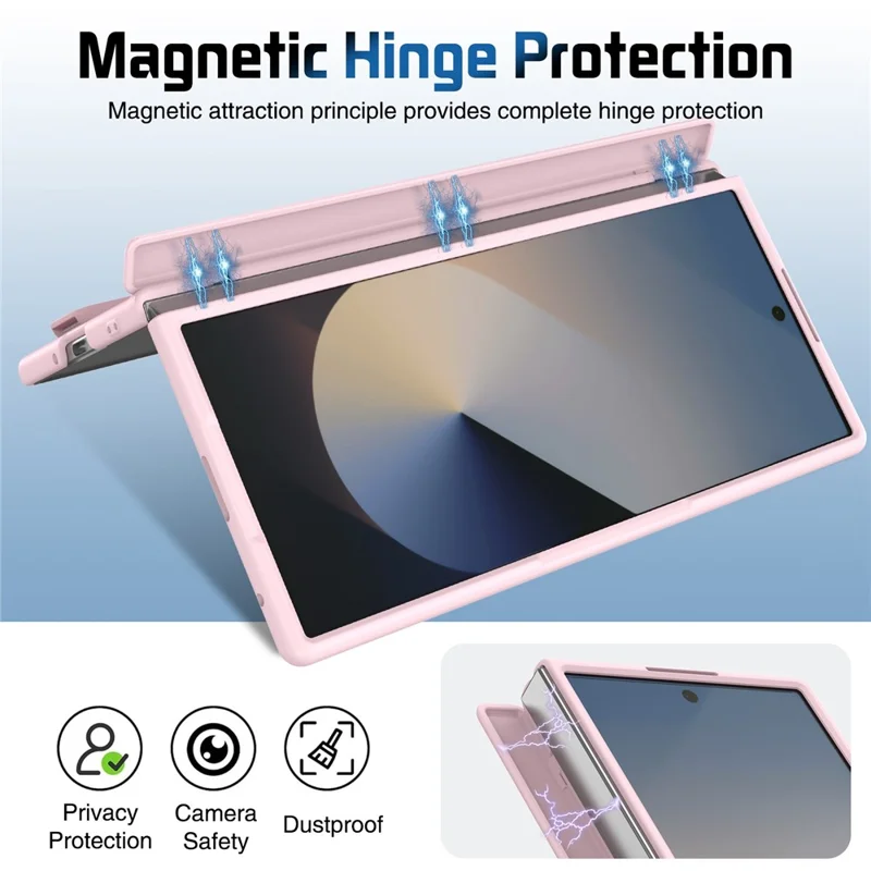 For Samsung Galaxy Z Fold8 Case Lens Kickstand Hinge Protection PC Phone Cover with Screen Film - Pink