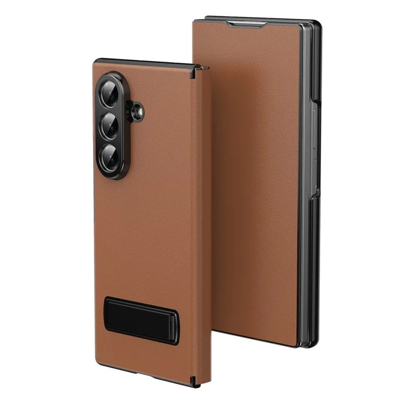 Cover magnetico pieghevole per Samsung Galaxy Z Fold8, custodia in pelle PU + PC con supporto a cavalletto - Marrone