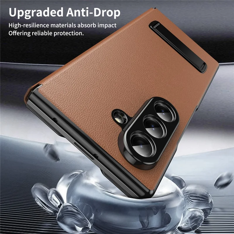 Cover magnetico pieghevole per Samsung Galaxy Z Fold8, custodia in pelle PU + PC con supporto a cavalletto - Marrone