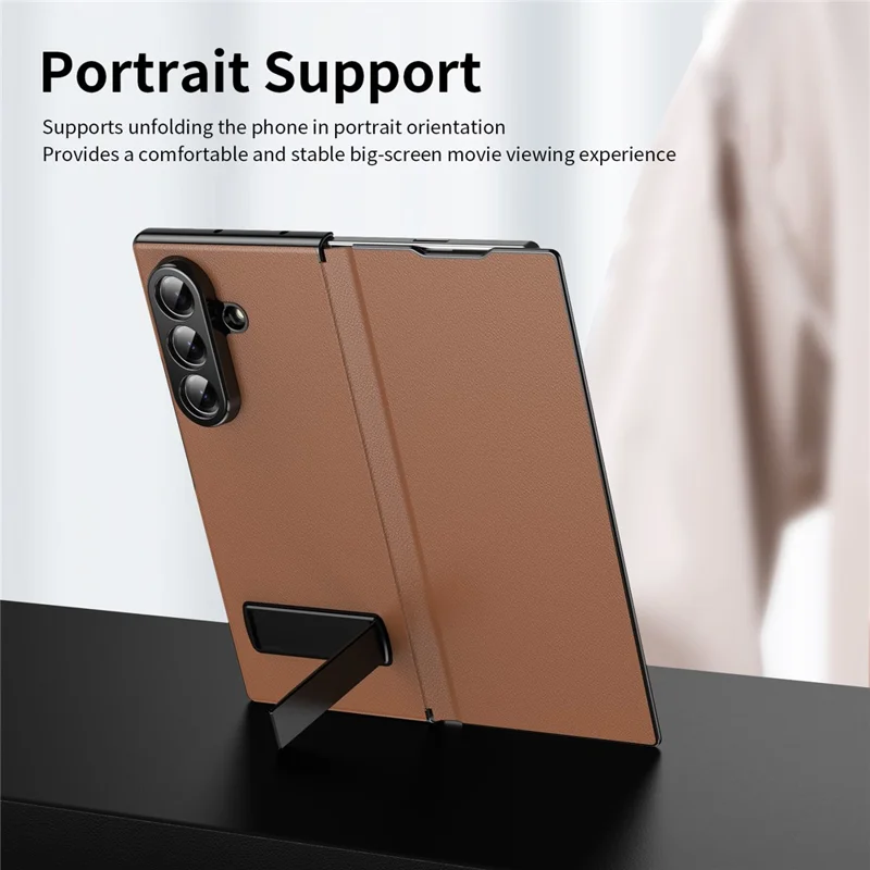 Cover magnetico pieghevole per Samsung Galaxy Z Fold8, custodia in pelle PU + PC con supporto a cavalletto - Marrone