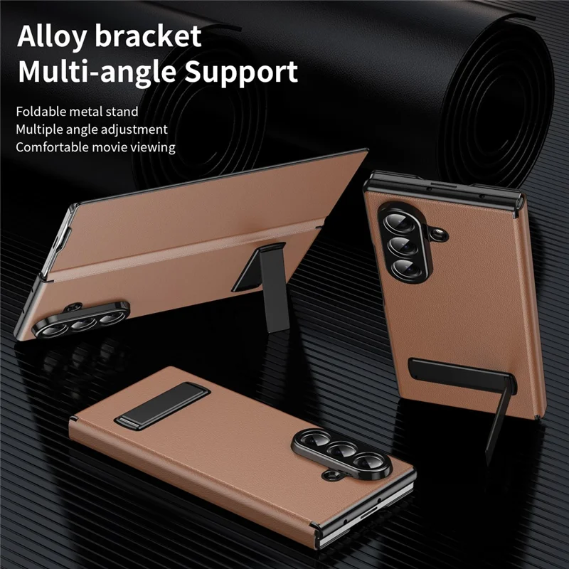 Cover magnetico pieghevole per Samsung Galaxy Z Fold8, custodia in pelle PU + PC con supporto a cavalletto - Marrone