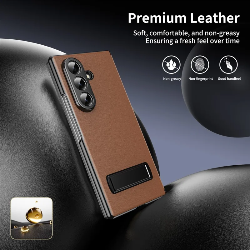 Cover magnetico pieghevole per Samsung Galaxy Z Fold8, custodia in pelle PU + PC con supporto a cavalletto - Marrone
