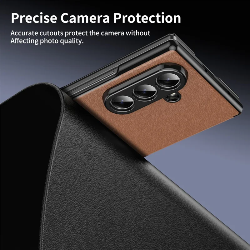 Cover magnetico pieghevole per Samsung Galaxy Z Fold8, custodia in pelle PU + PC con supporto a cavalletto - Marrone