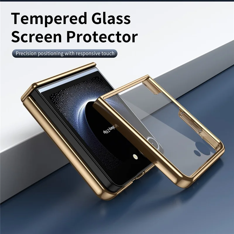 For Samsung Galaxy Z Flip8 Case Diamond Pattern Leather Matte PC Phone Cover with Rear Screen Protector - Blue
