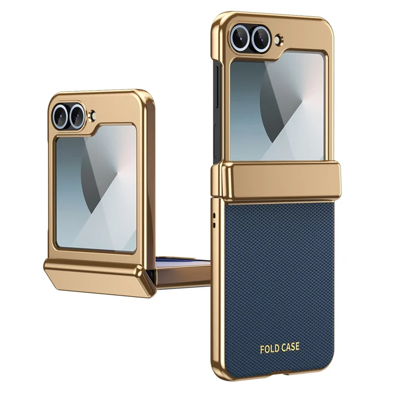 For Samsung Galaxy Z Flip7 FE 5G / Z Flip6 5G Case Diamond Pattern Leather Matte PC Phone Cover with Rear Screen Protector - Blue