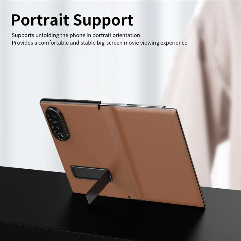 Cover magnetica pieghevole per Samsung Galaxy Z Fold 8, custodia per telefono in ecopelle+PC con supporto, colore marrone