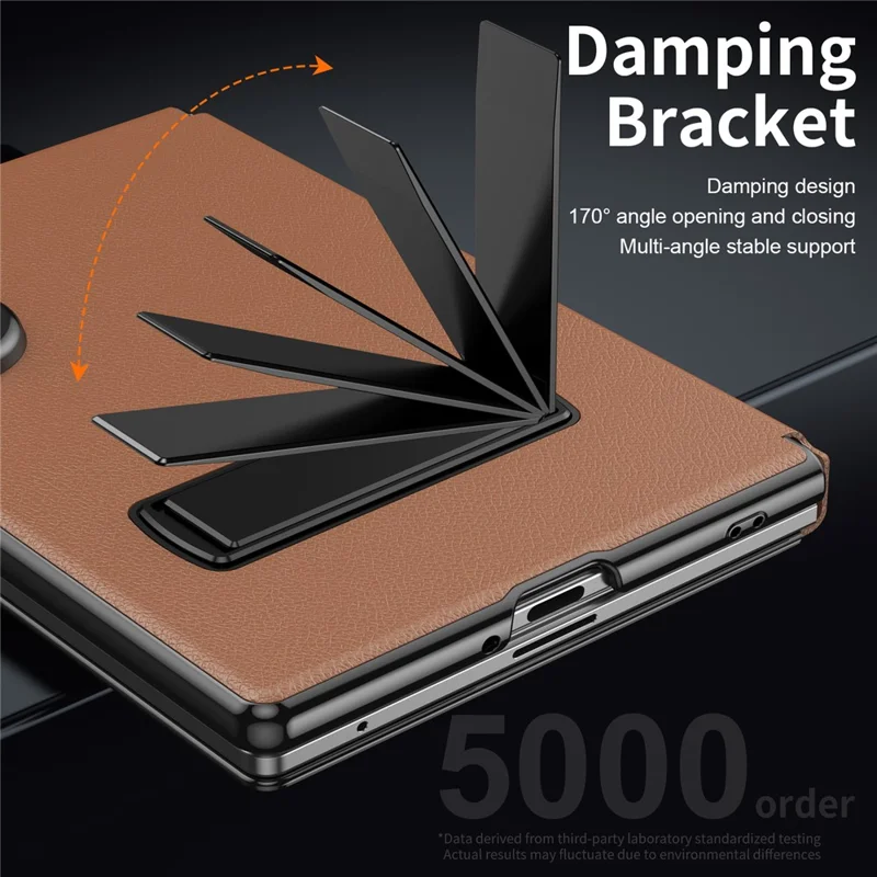 Cover magnetica pieghevole per Samsung Galaxy Z Fold 8, custodia per telefono in ecopelle+PC con supporto, colore marrone