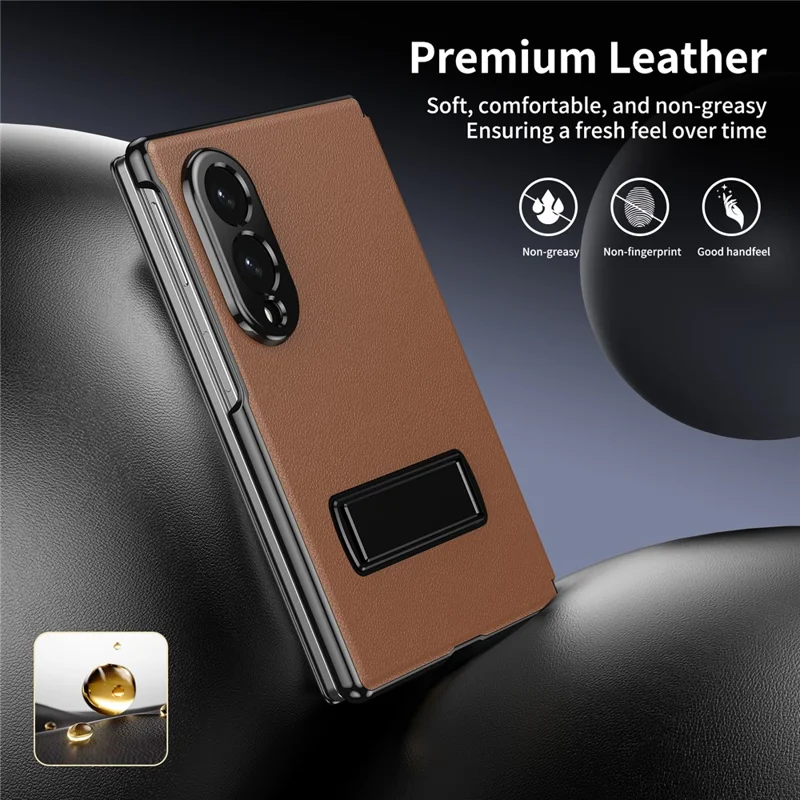 Cover magnetica pieghevole per Samsung Galaxy Z Fold 8, custodia per telefono in ecopelle+PC con supporto, colore marrone