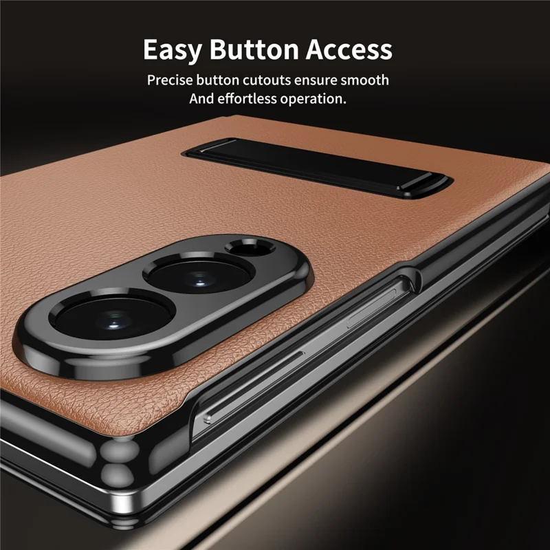 Cover magnetica pieghevole per Samsung Galaxy Z Fold 8, custodia per telefono in ecopelle+PC con supporto, colore marrone