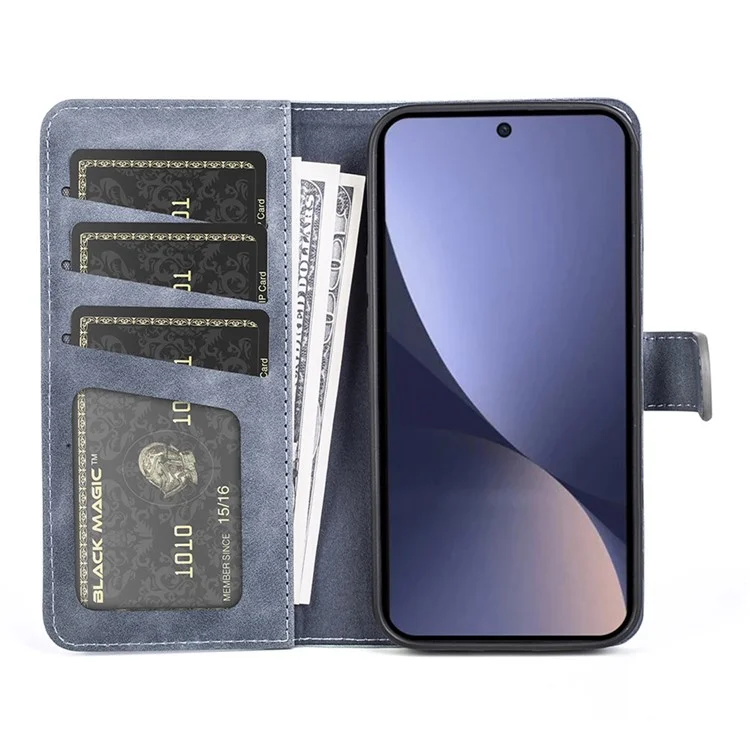 Para Xiaomi 13 Pro 5G Dual Color Splicing Stand Wallet Case PU Leather Folio Flip Anti-scratch Phone Cover - Azul