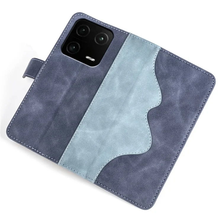 Para Xiaomi 13 Pro 5G Dual Color Splicing Stand Wallet Case PU Leather Folio Flip Anti-scratch Phone Cover - Azul