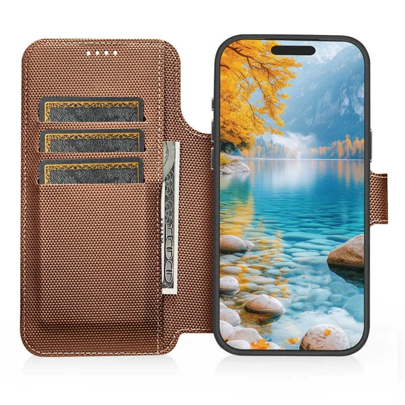 SUTENI Q09 for iPhone 17 Pro Max Leather Case Triangle Texture Wallet Folio Flip Phone Cover - Gold