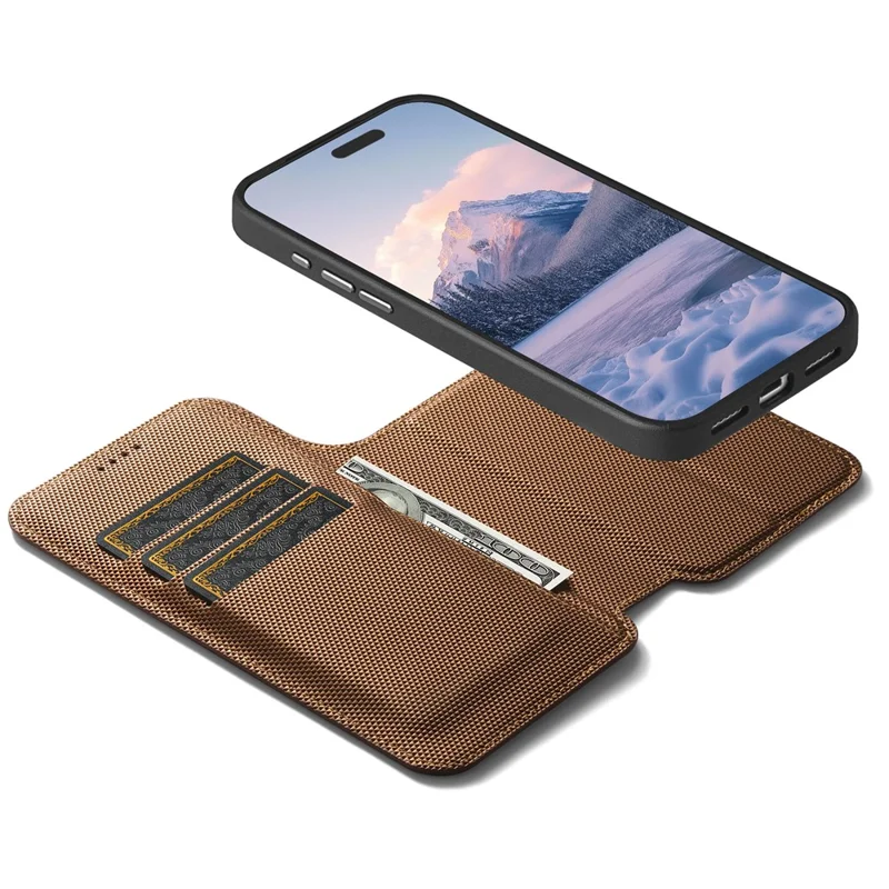 SUTENI Q09 for iPhone 17 Pro Max Leather Case Triangle Texture Wallet Folio Flip Phone Cover - Gold