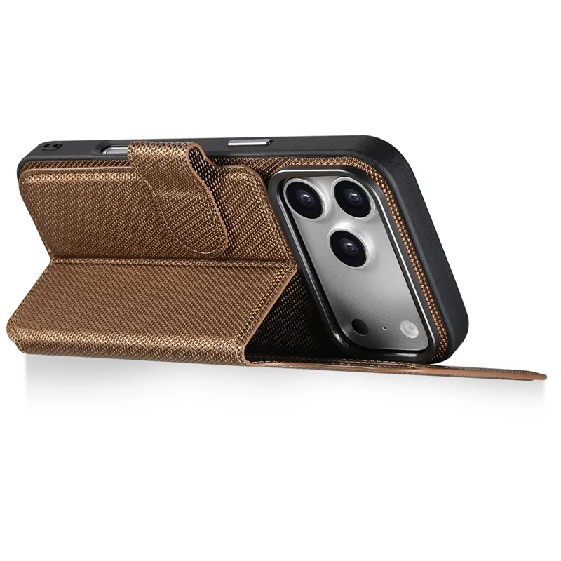SUTENI Q09 for iPhone 17 Pro Max Leather Case Triangle Texture Wallet Folio Flip Phone Cover - Gold