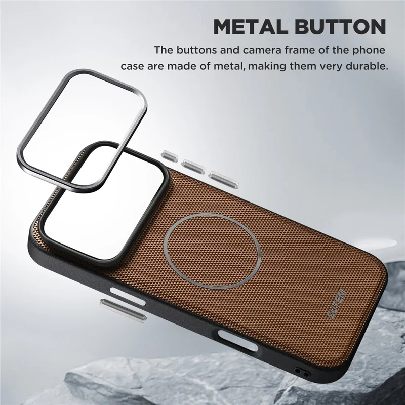SUTENI Q09 for iPhone 17 Pro Max Leather Case Triangle Texture Wallet Folio Flip Phone Cover - Gold