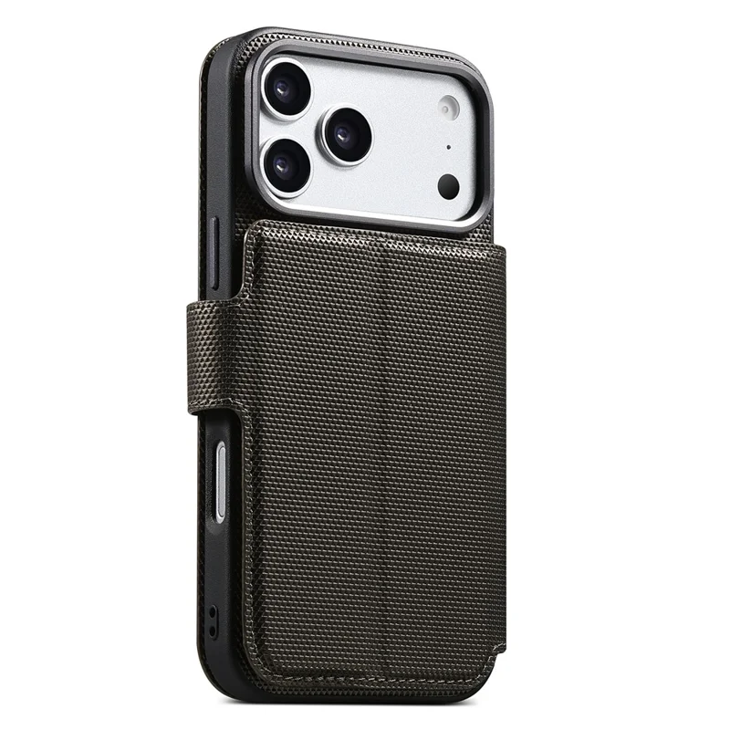 SUTENI Q09 for iPhone 17 Pro Leather Case Triangle Texture Wallet Folio Flip Phone Cover - Grey