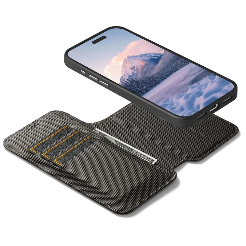 SUTENI Q09 for iPhone 17 Pro Leather Case Triangle Texture Wallet Folio Flip Phone Cover - Grey
