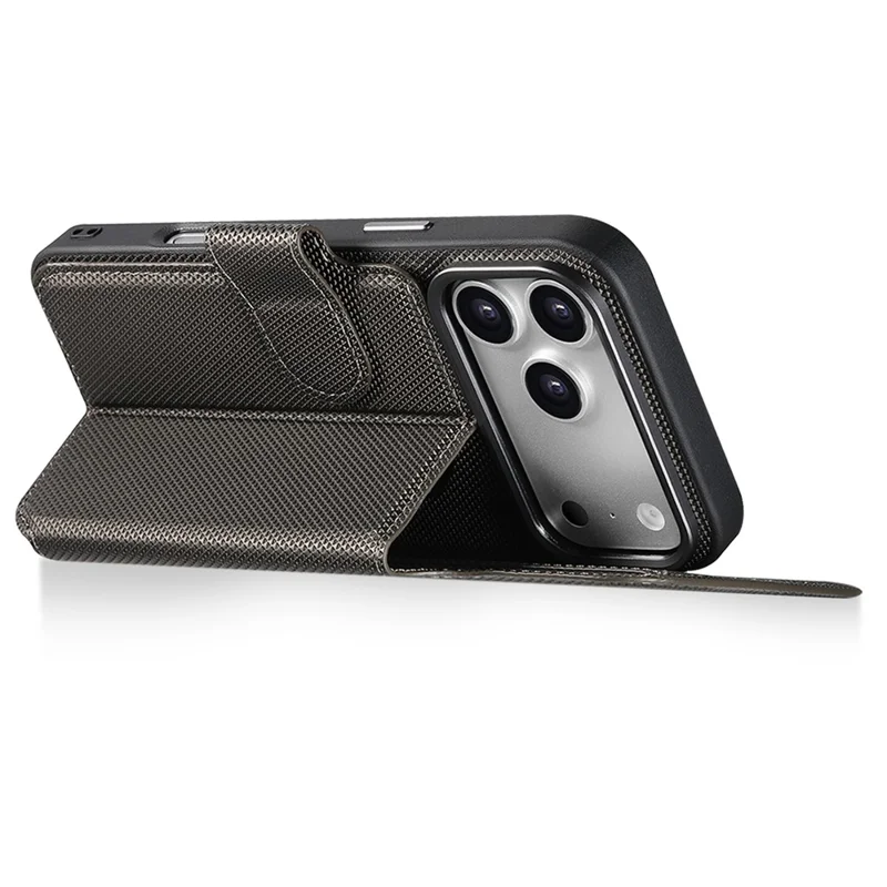 SUTENI Q09 for iPhone 17 Pro Leather Case Triangle Texture Wallet Folio Flip Phone Cover - Grey