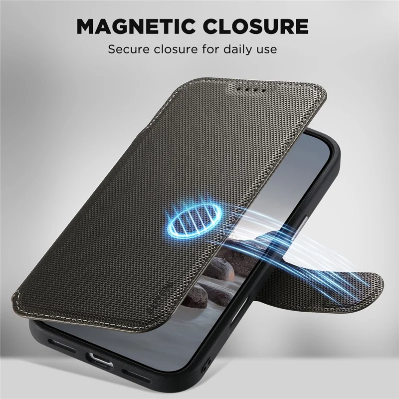 SUTENI Q09 for iPhone 17 Pro Leather Case Triangle Texture Wallet Folio Flip Phone Cover - Grey