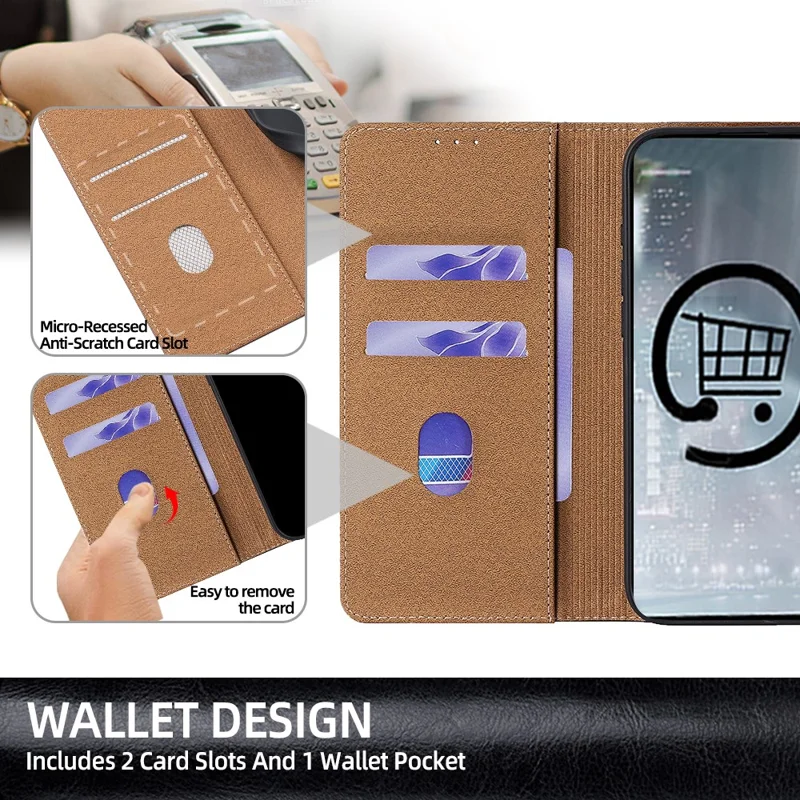 For Xiaomi Redmi A7 Pro 4G (171.56mm) Case Genuine Cow Leather Stand Mobile Phone Cover with RFID Blocking Wallet - Black