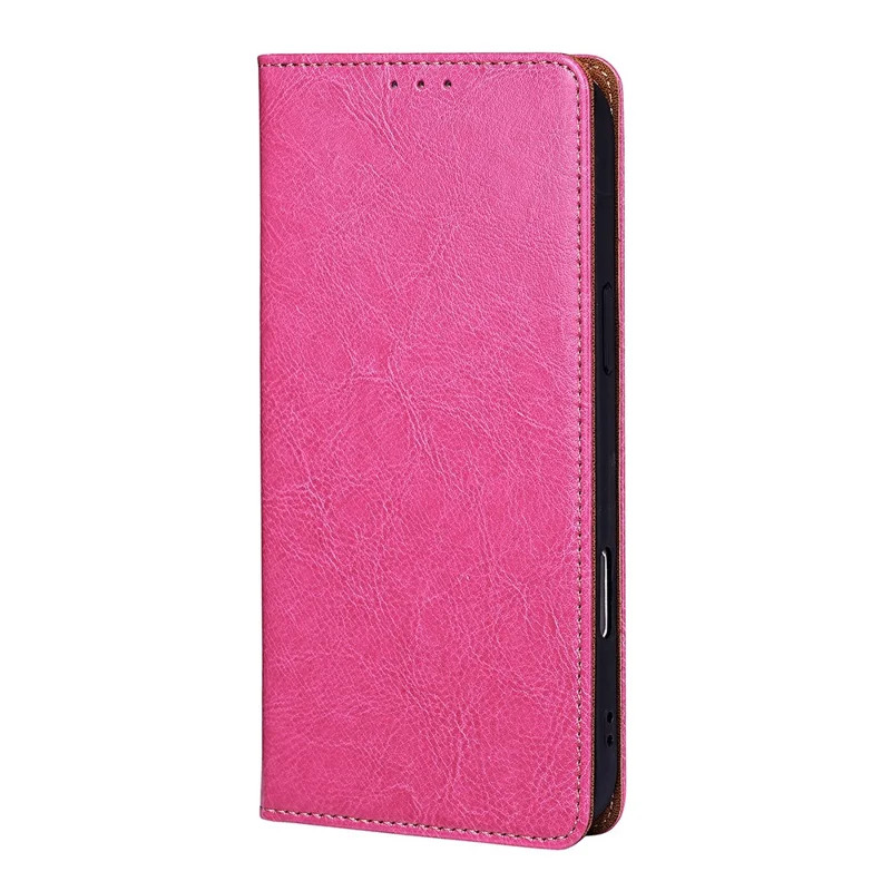 For Honor 600 Lite 5G Case Genuine Cow Leather Stand Mobile Phone Cover with RFID Blocking Wallet - Rose
