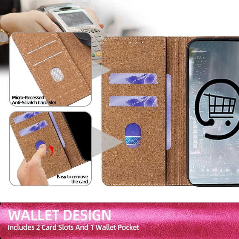 For Honor 600 Lite 5G Case Genuine Cow Leather Stand Mobile Phone Cover with RFID Blocking Wallet - Rose