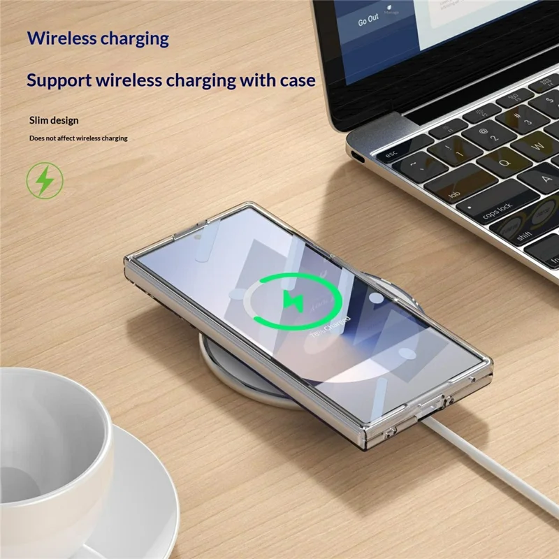 For Samsung Galaxy Z Fold8 Ultra Magnetic Case with Kickstand Clear PC Phone Cover with Front Glass Film - Black