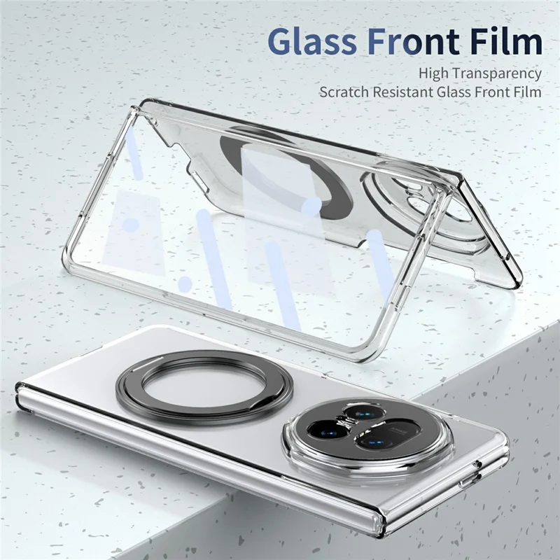 For Honor Magic V5 5G Magnetisk Hylster med Stand Klar PC Telefonbeskyttelse med Forglasfilm - Sort