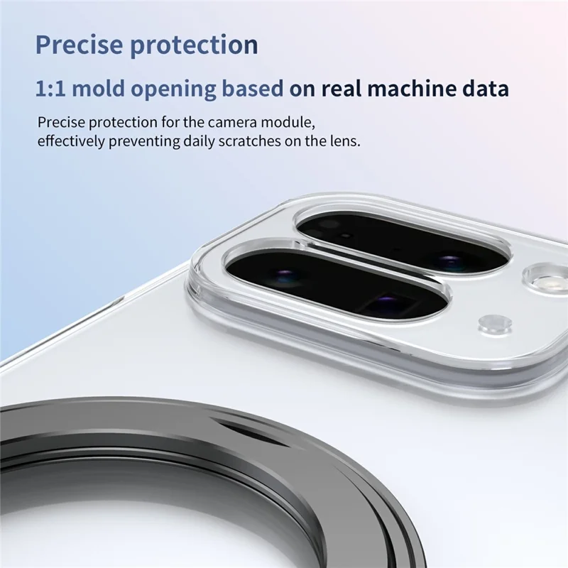 For Google Pixel 10 Pro Fold Magnetic Case with Kickstand Clear PC Phone Cover with Front Glass Film - Black