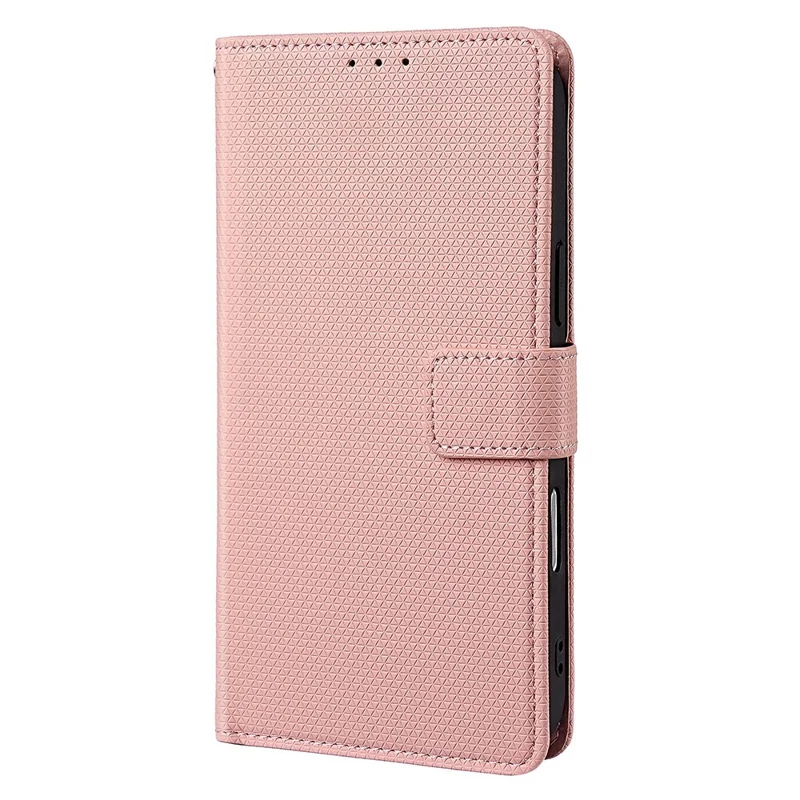 For Honor Power2 5G Wallet Case Triangle Pattern Imprinted Stand Leather Phone Cover with Shoulder Strap - Pink